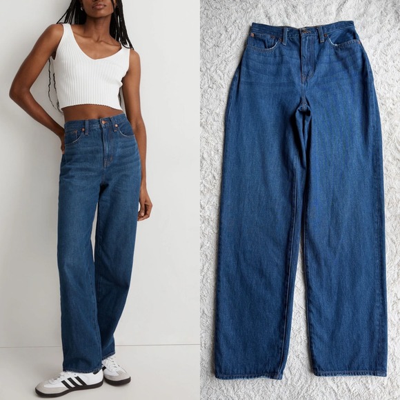 Madewell Baggy Straight Jeans Dark Worn Indigo wash cotton hemp NH643 26 - Picture 13 of 13